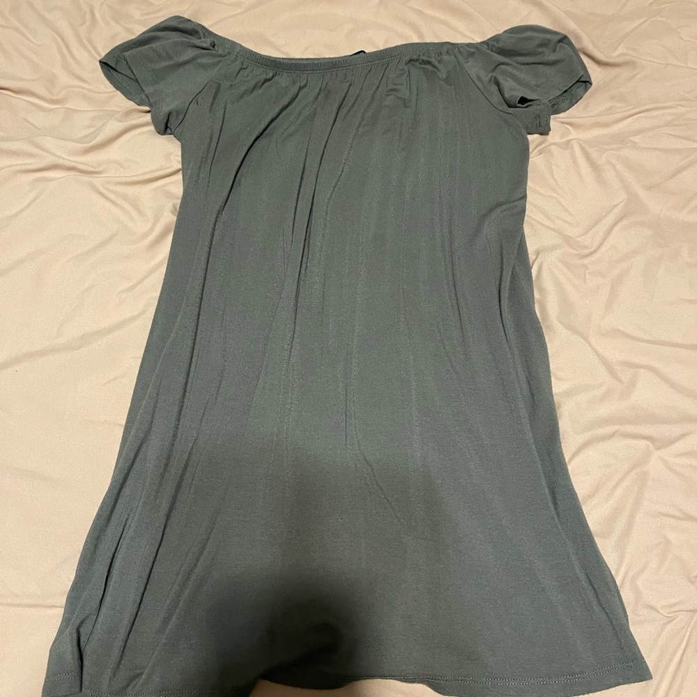 Olive green strapless dress
